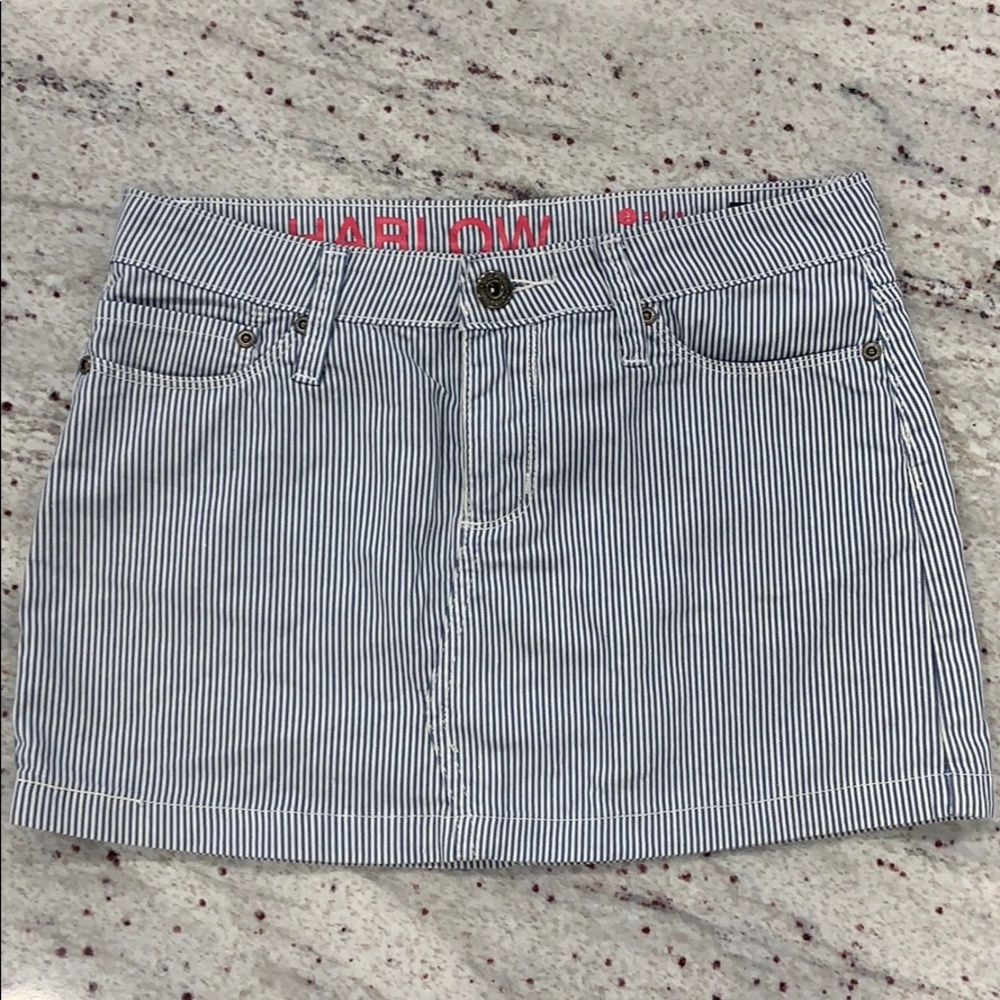 Pinstripe denim skirt